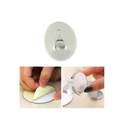 9417 Multipurpose Small Stainless Steel Wall Hanging Hook 36 Pc Self Adhesive Stainless Steel Heavy Duty Wall Hooks For Hanging Clothes Calender Bathroom Tiles Kitchen Key Hange (36 Pc Set) - Zidbik