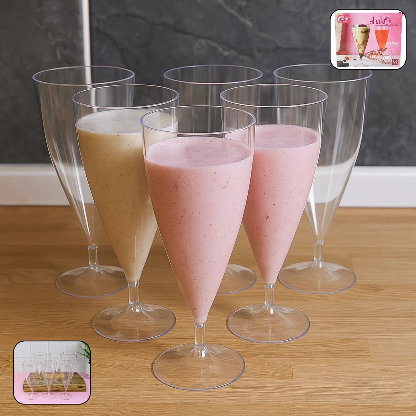Supermom Plastic Shake Coco Glass Set (230ml 6 Pc) - Zidbik
