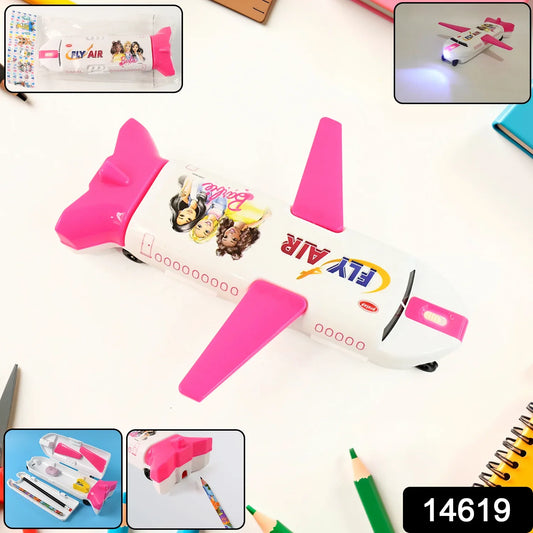 Multi-functional Airplane-shaped Compass Box With Led Light And Built-in Sharpener - Zidbik