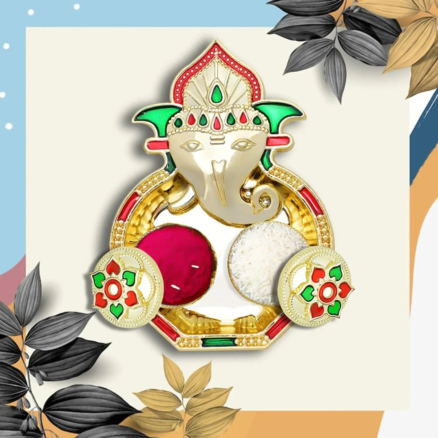 Ganesh Design Decorative Kumkum Box - (1 Pc) - Zidbik