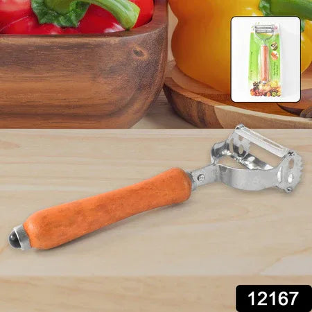 Vegetable And Fruit Peeler With Wooden Handle (1 Pc) - Zidbik