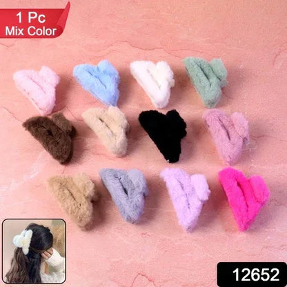 Big-size Soft Faux Fur Hair Claw Clips (1 Pc) - Zidbik