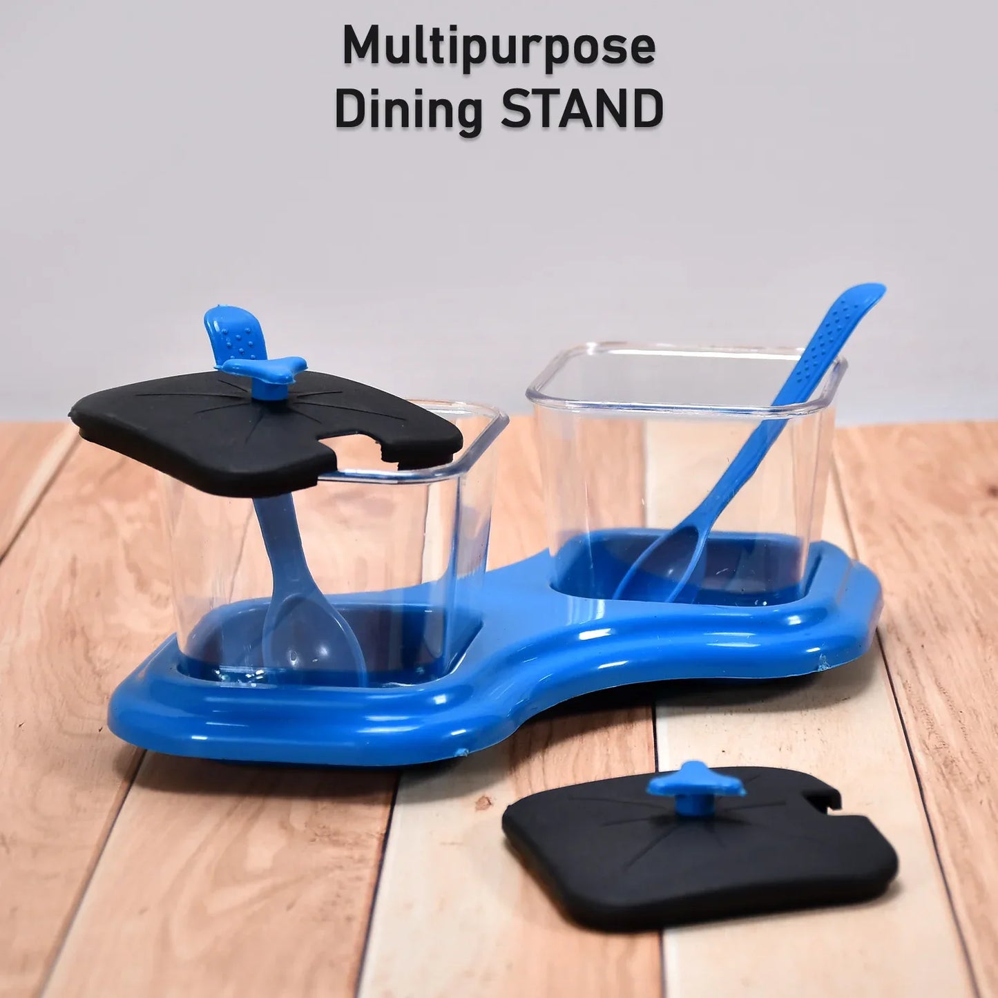 0148 Dining Table Stand 2 Pcs Pickle Jar Spice Tray Spoons Virgin Plastic Kitchen Storage Container Serving Salt Pepper Sauces Chutney Masala Mukhwas Aachar - Zidbik