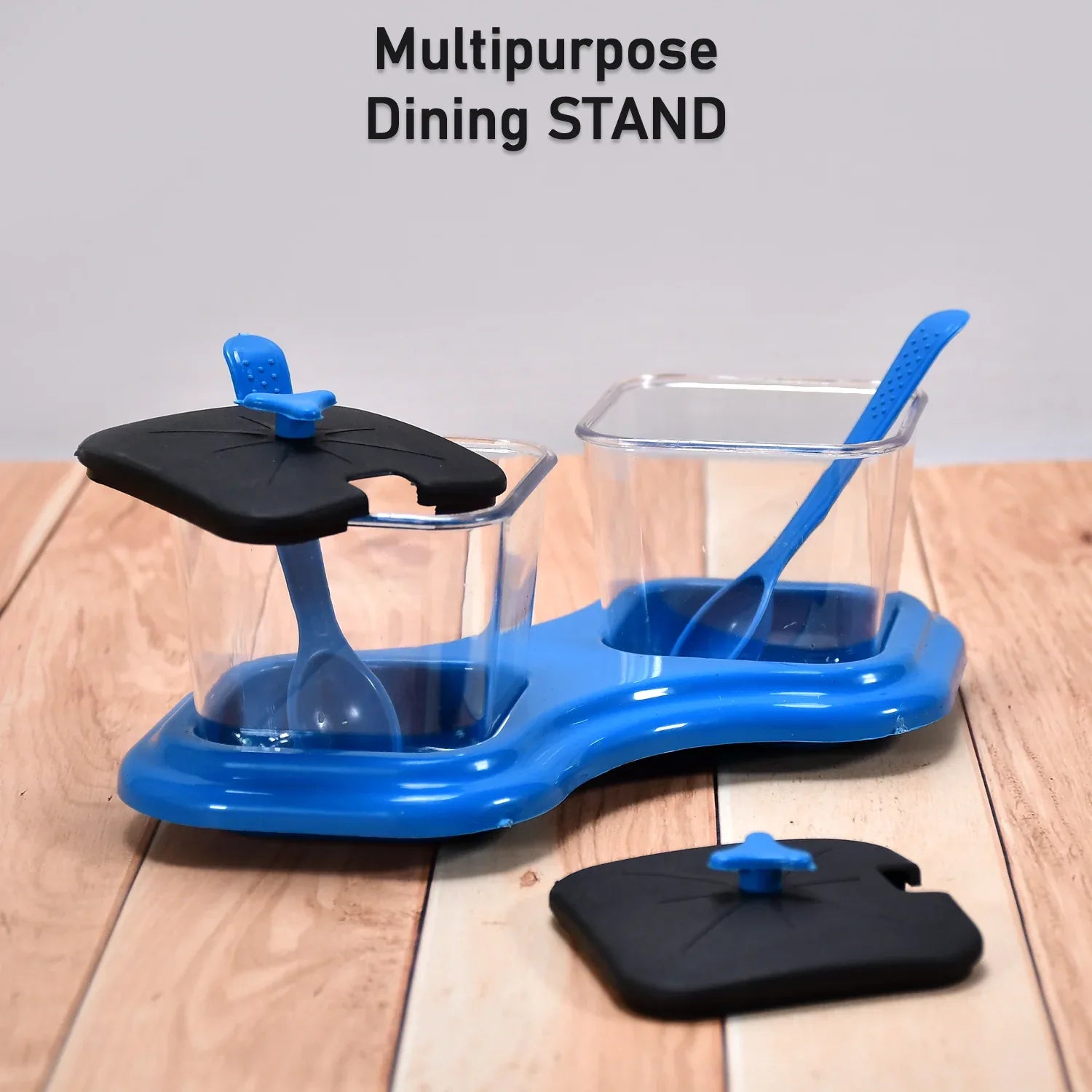 0148 Dining Table Stand 2 Pcs Pickle Jar Spice Tray Spoons Virgin Plastic Kitchen Storage Container Serving Salt Pepper Sauces Chutney Masala Mukhwas Aachar - Zidbik