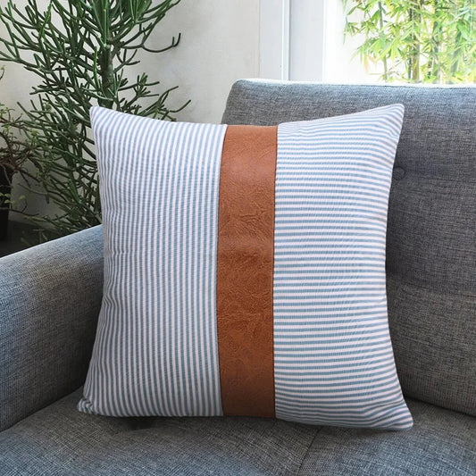 Pillow Covers Leather Cotton Cushion Covers (20 20 Inch 1 Pair 2 Pc) - Zidbik