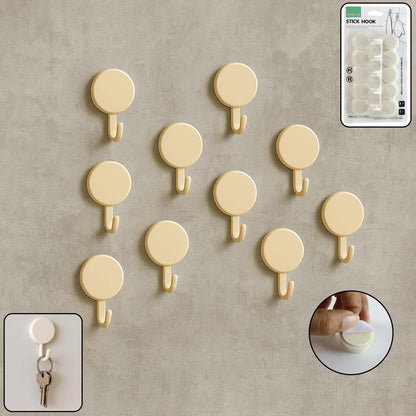 Self Adhesive Round Wall Hooks (10 Pc) - Zidbik