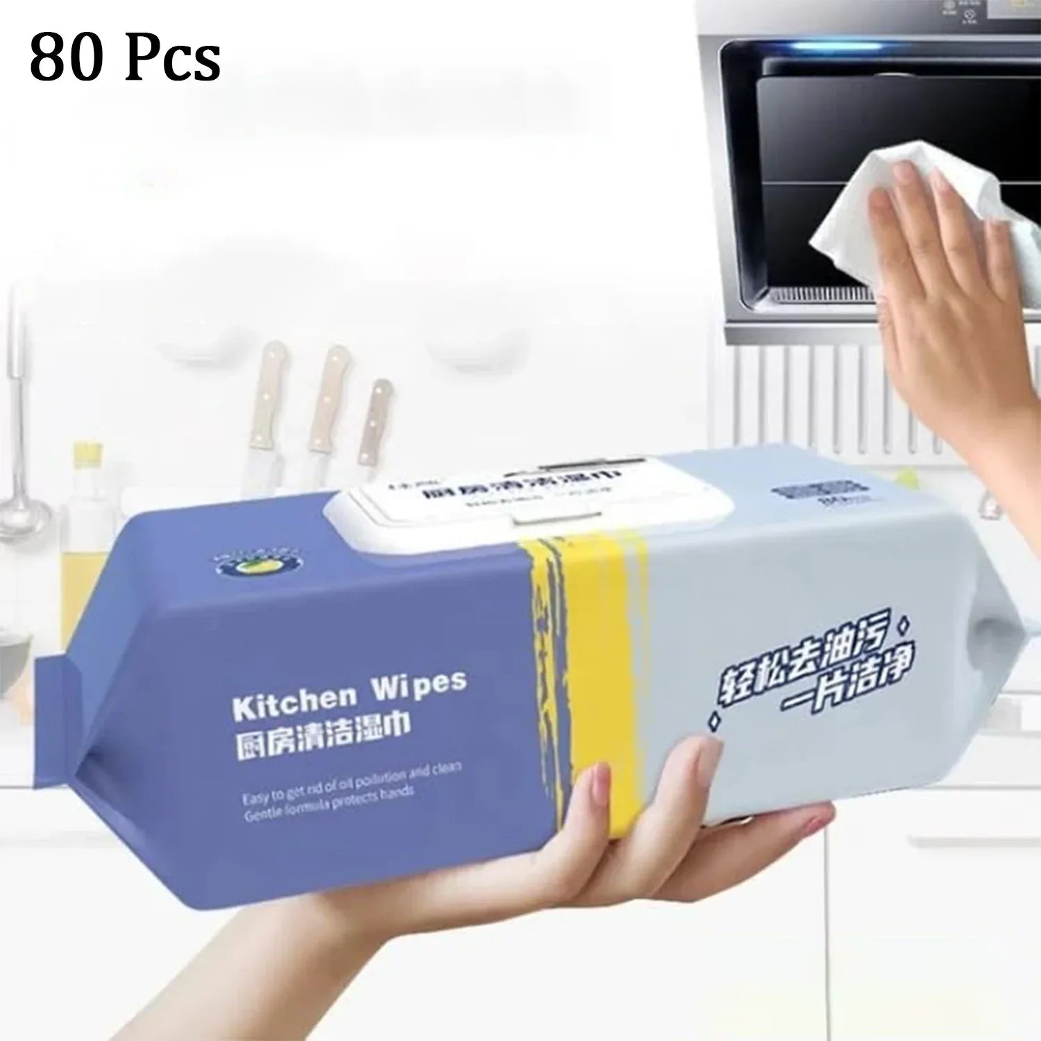 8220 Kitchen Cleaning Wipes  Strong Decontamination Kitchen Wipes  Disposable Kitchen Wet Wipes Household Cloth Towel For Removing Grease Stains And Cleaning Glass (Pack Of 80 Pcs) - Zidbik