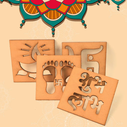 Wooden Decorative Cutouts (Mix Design 4 Pc) - Zidbik