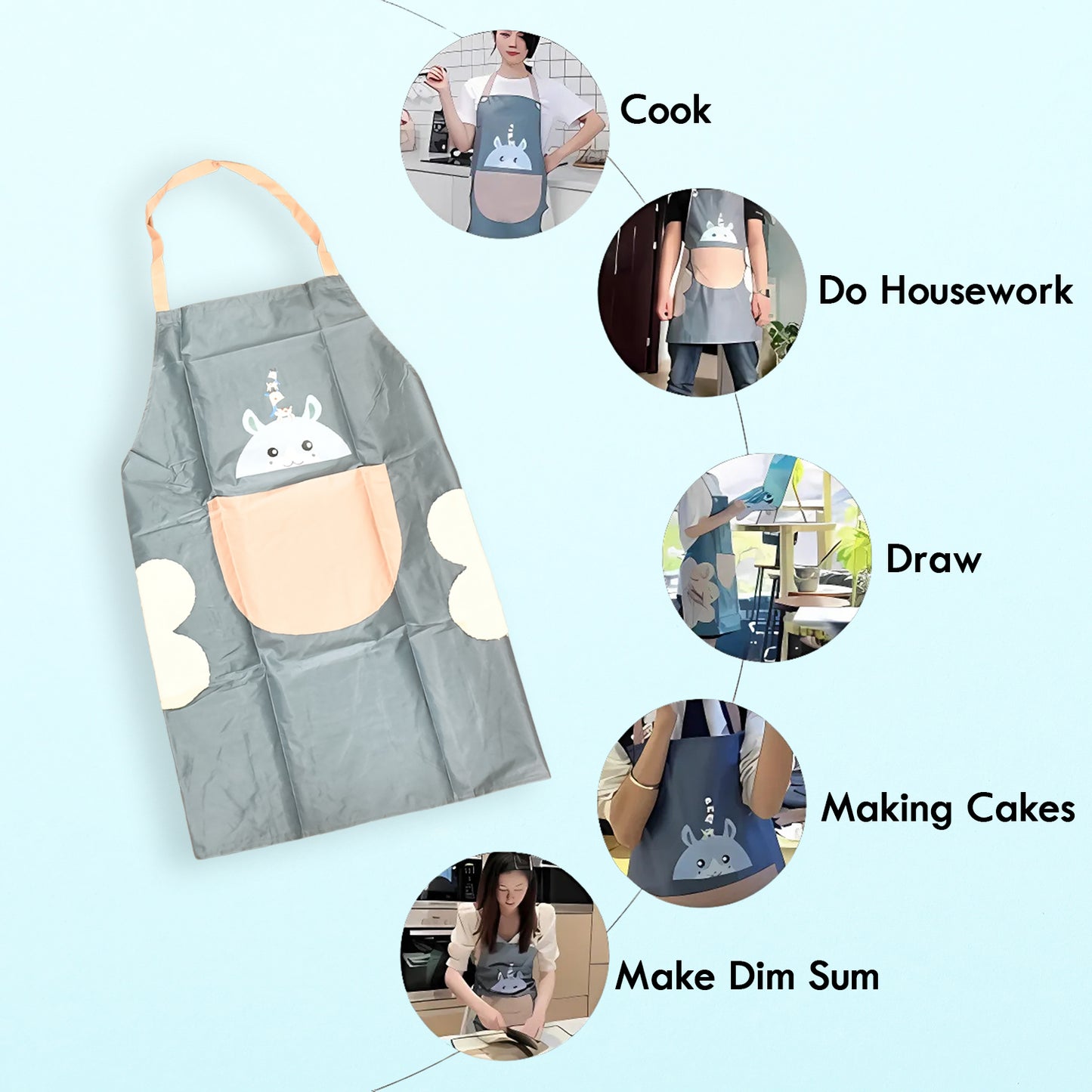 Cute Cartoon Animal Design Kitchen Apron (1 Pc) - Zidbik