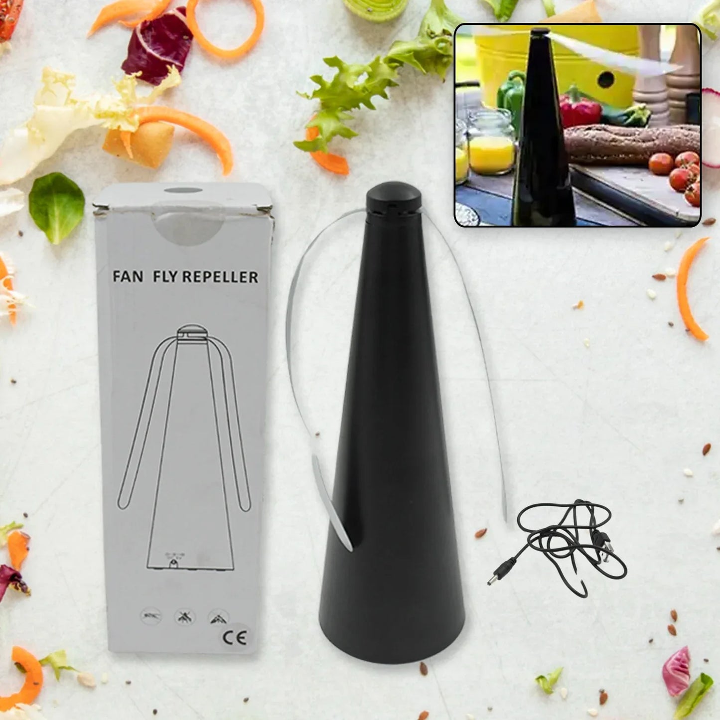 8416 Fly Protection Fan Fly Repellent Fan Non-chemical Best Solution Flies Portable Fly Protection Fan Battery And Usb Operated Table Top Insect Fly Fan For Indoor And Outdoor Use (Battery Not Included) - Zidbik