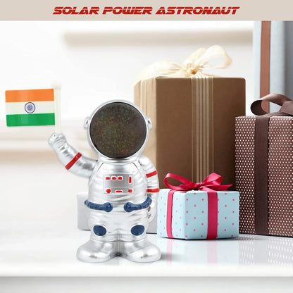 Solar Power Astronaut Ornament Moving Hand With Indian Flag (1 Pc) - Zidbik