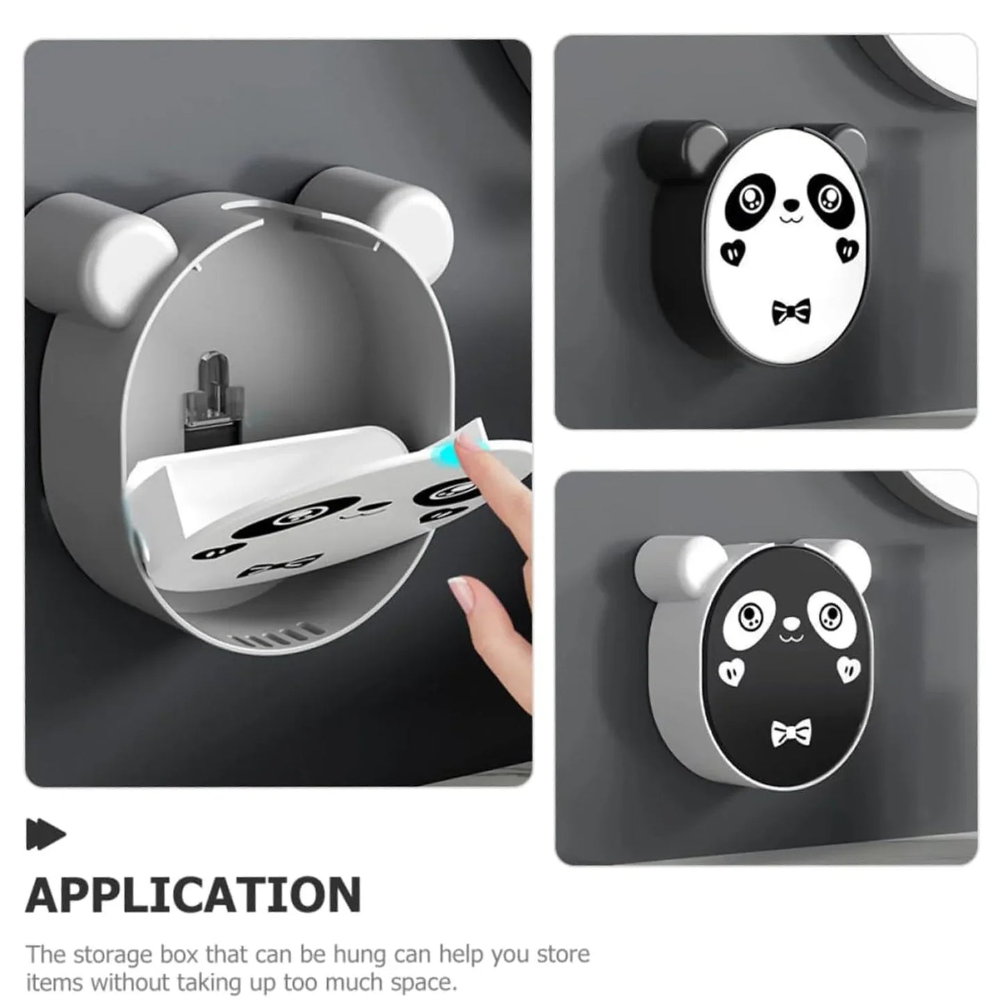 Plastic Cute Panda Soap Box Wall Mounted Flip-top Drain Soap Case (1 Pc) - Zidbik