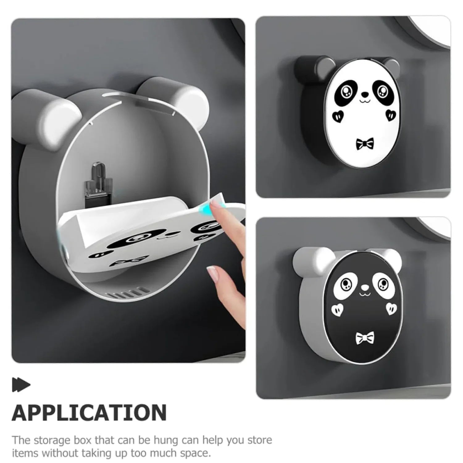 Plastic Cute Panda Soap Box Wall Mounted Flip-top Drain Soap Case (1 Pc) - Zidbik