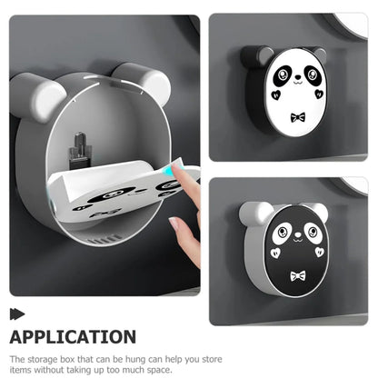 Plastic Cute Panda Soap Box Wall Mounted Flip-top Drain Soap Case (1 Pc) - Zidbik