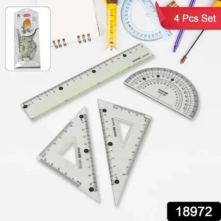 4-piece Geometry Set Triangle Ruler Protractor Straight Ruler - Zidbik