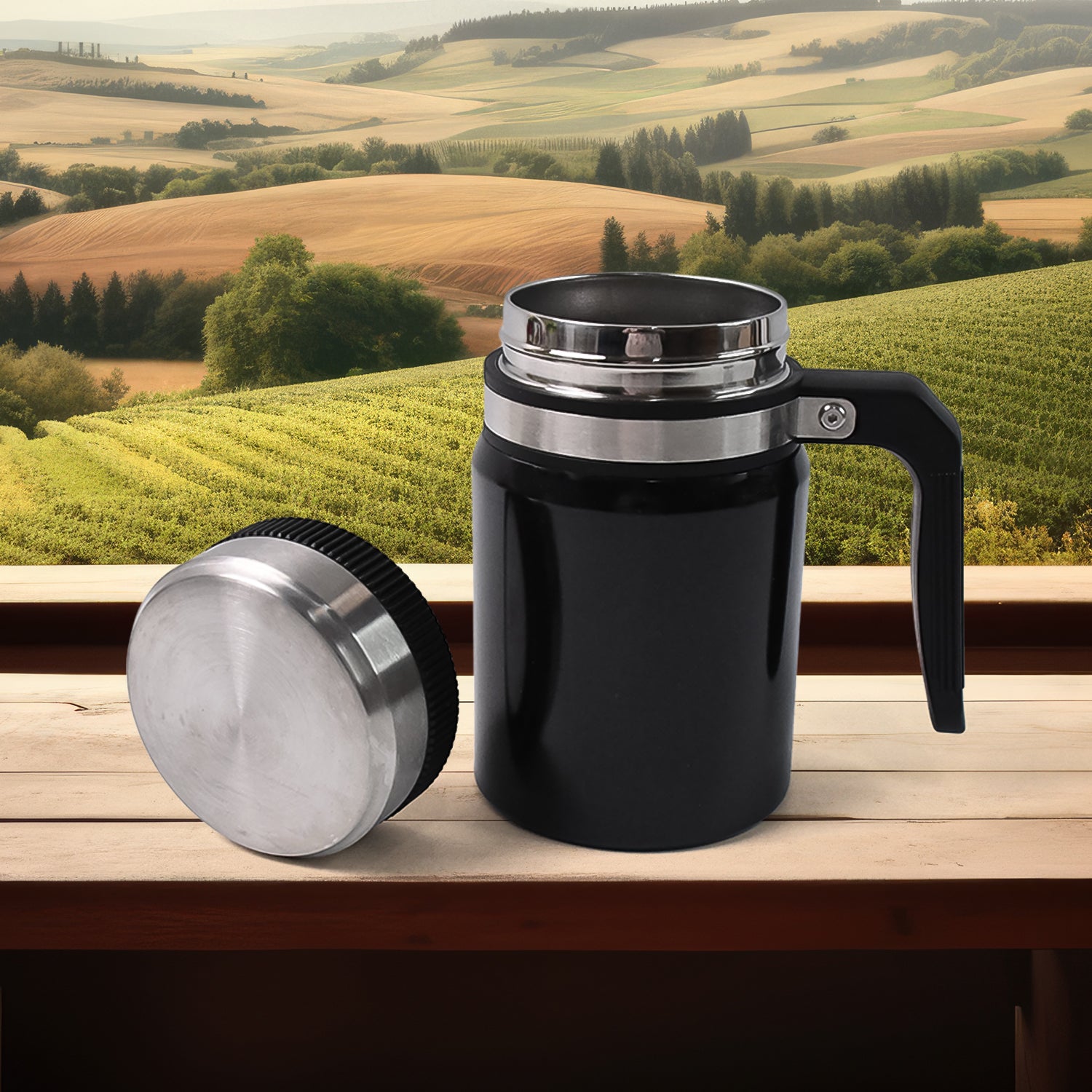 Stainless Steel Vacuum Cofee Cup With Non Slip Scalding (600ml Approx) - Zidbik
