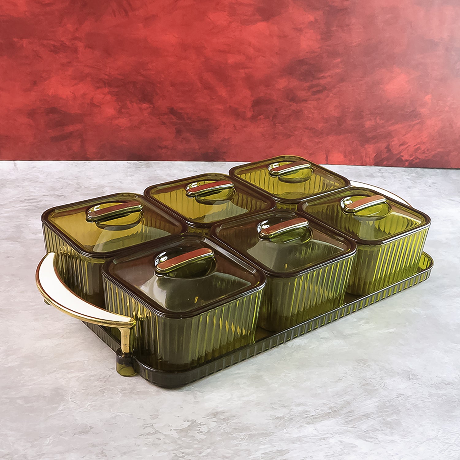 Liger Multipurpose Transparent Spice Jar Set With Tray And Lids 400ml Approx (6 Pc) - Zidbik