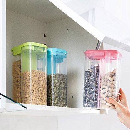 2147 Plastic 2 Sections Air Tight Transparent Food Grain Cereal Storage Container (2 Ltr) - Zidbik