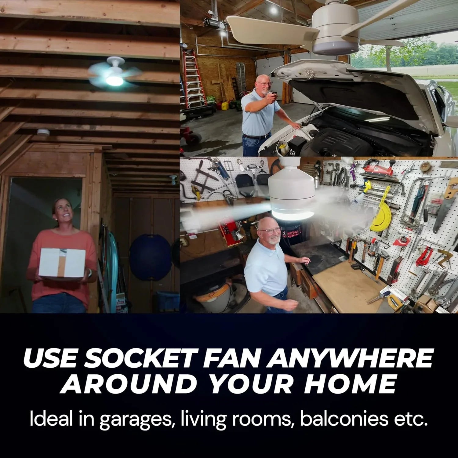 17845 Socket Fan Light Original - Cool Light Led Ceiling Fans With Lights And Remote Control Replacement For Lightbulb - Bedroom Kitchen Living Room1000 Lumens 5000 Kelvins Cool Leds (Remote Battery Not Included) - Zidbik