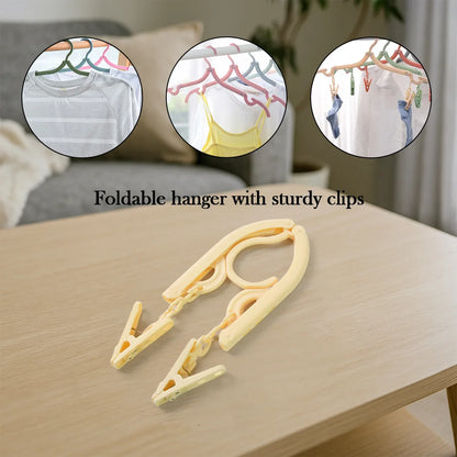 Multipurpose Foldable Cloth Hanger With Dual Clips (1 Pc) - Zidbik