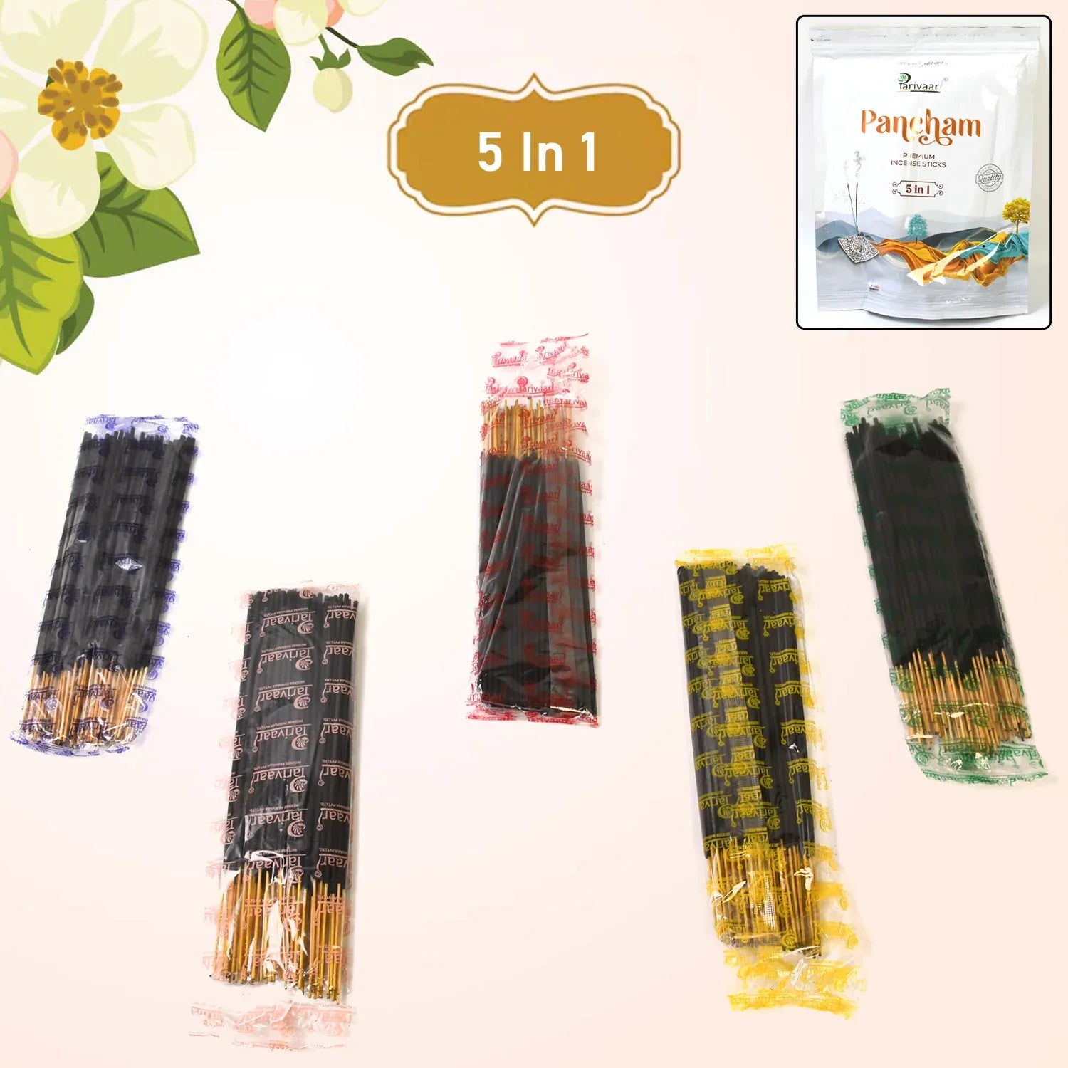5in1 Pancham Premium Agarbatti Incense Sticks (450 Gm) - Zidbik