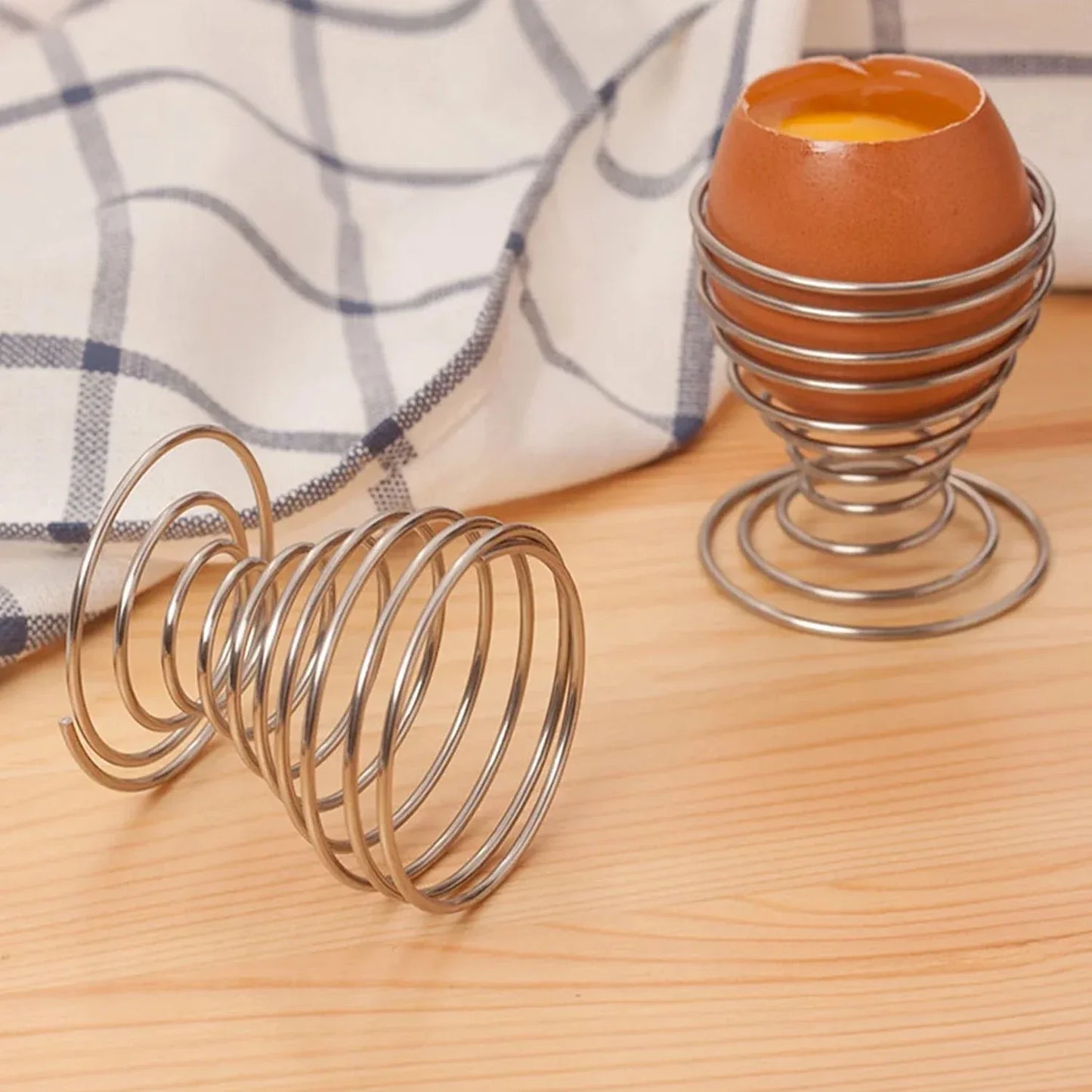 Stainless Steel Spring Egg Cup Holder (1 Pc) - Zidbik