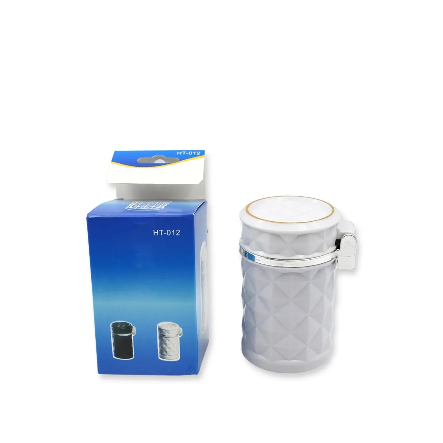 7932 Car Cupholder Travel Ashtray With Lid And Led Light Portable With Blue Led Light Ideal Decorative Cigar Ash Bucket Cigarette Ashtray Car Waste Bin - Zidbik