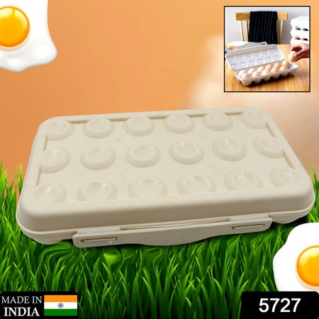 5727 18 Grid Egg Holder Storage Shock-proof Egg Container With Buckle Egg Carrier Egg Tray Egg Shelter Effective Full Seal Egg House Use For Fridge Camping Kitchen - Zidbik