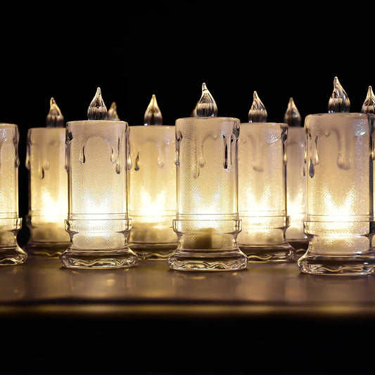 6559 Big Size Flameless Melted Design Candles For Decoration (Set Of 12pc) - Zidbik