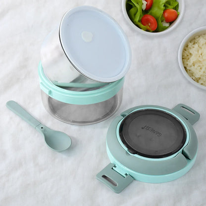 Ganesh Tiara 400ml Stainless Steel Insulated Lunch Box With Leakproof Lid Folding Spoon - Zidbik