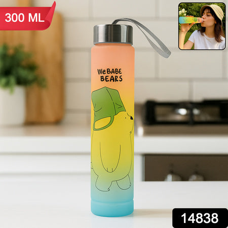 300 Ml Cute Cartoon Printed Plastic Water Bottle - Zidbik