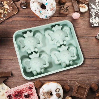 8160 Silicone Cartoon Shape 4 Grid Ice Cube Tray Ice Cube Molds Trays Small Cubes Tray For Fridge Flexible Silicon Ice Tray (1 Pc) - Zidbik
