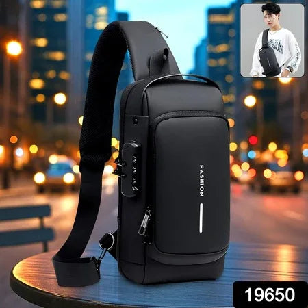 Trendy Anti-theft Crossbody Sling Bag With Usb Charging Port (1 Pc) - Zidbik