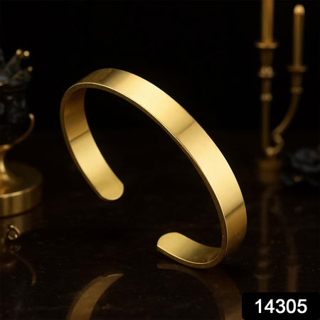 Elegant Gold Finish Open Cuff Bracelet Kada (1 Pc) - Zidbik
