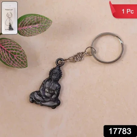 Premium Spiritual Hanuman Ji Sitting Pose Metal Keychain (1 Pc) - Zidbik
