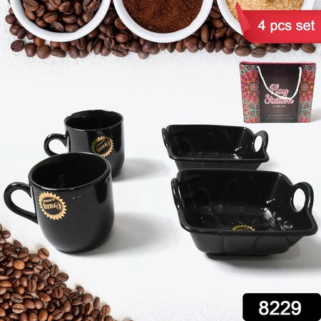 8229 Play Station Ceramic Tea  Cups  Mug Set With Handle Serving Bowl Milk Cup Coffee Cup Tea Cup Breakfast Cup Drinking Mug Or Outdoor For Household Gift For Birthday Wedding Party (4 Pcs Set) - Zidbik