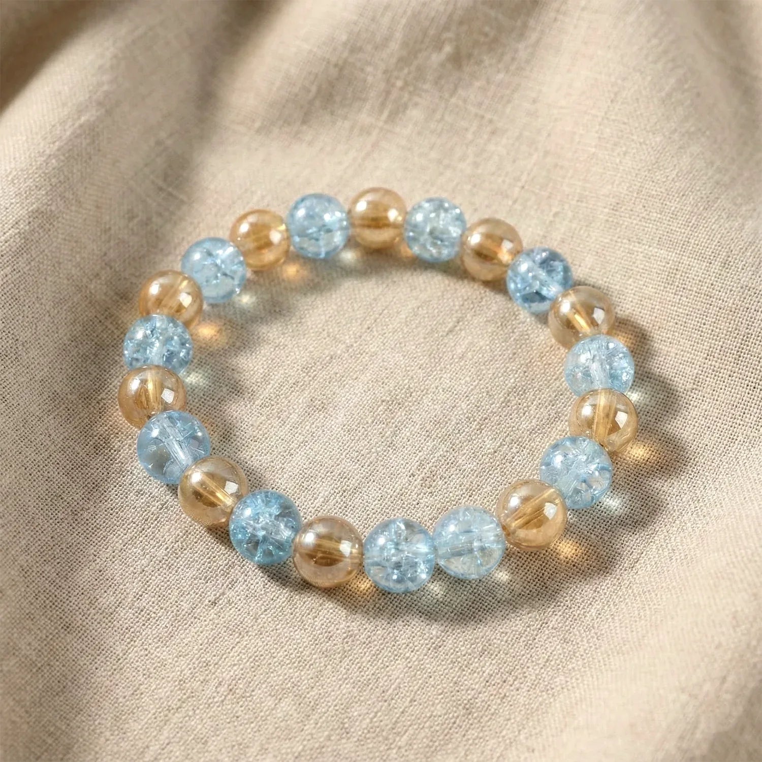 Elegant Dual-tone Crystal Beaded Stretch Bracelet (1 Pc) - Zidbik