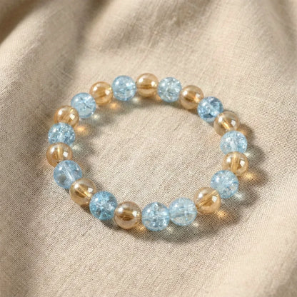 Elegant Dual-tone Crystal Beaded Stretch Bracelet (1 Pc) - Zidbik