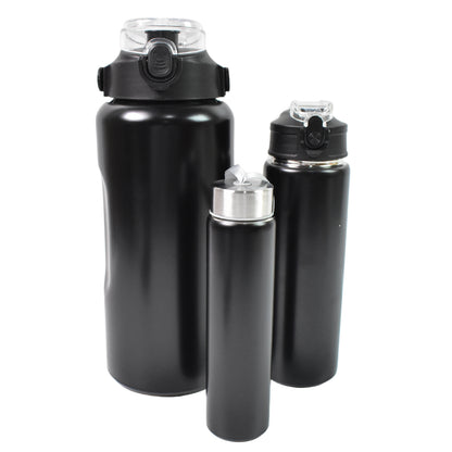 3 In 1 Stainless Steel Insulated Water Bottle Double Wall Vacuum (3 Pcs Set  Different Size) - Zidbik
