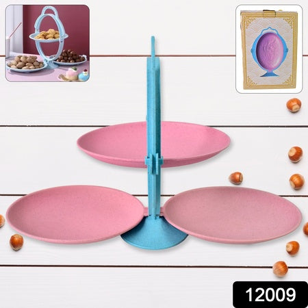 Foldable Fruit Plate Candy Dish  Multi Use Mirror Shape Dried Fruit Tray (1 Set) - Zidbik