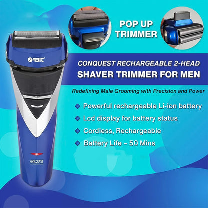 Orbit Rechargeable Electric Foil Shaver 2 Head Shaver With Pop Up Trimmer (1 Pc) - Zidbik