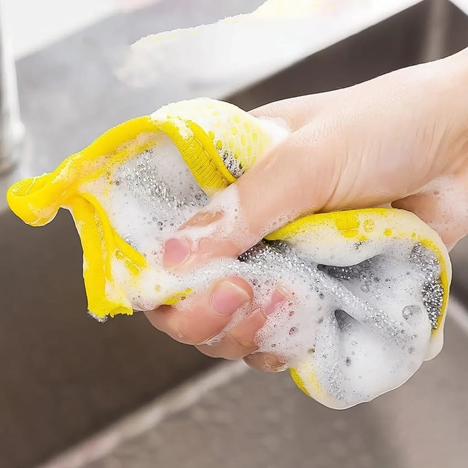 Double Side Dishwashing Sponge Dish Washing Brush (1 Pc) - Zidbik
