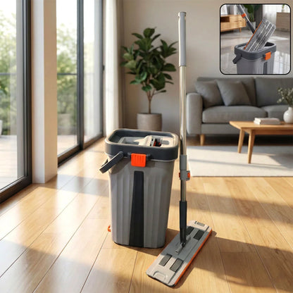 Big Size Flat Mop With Bucket Set (1 Set) - Zidbik
