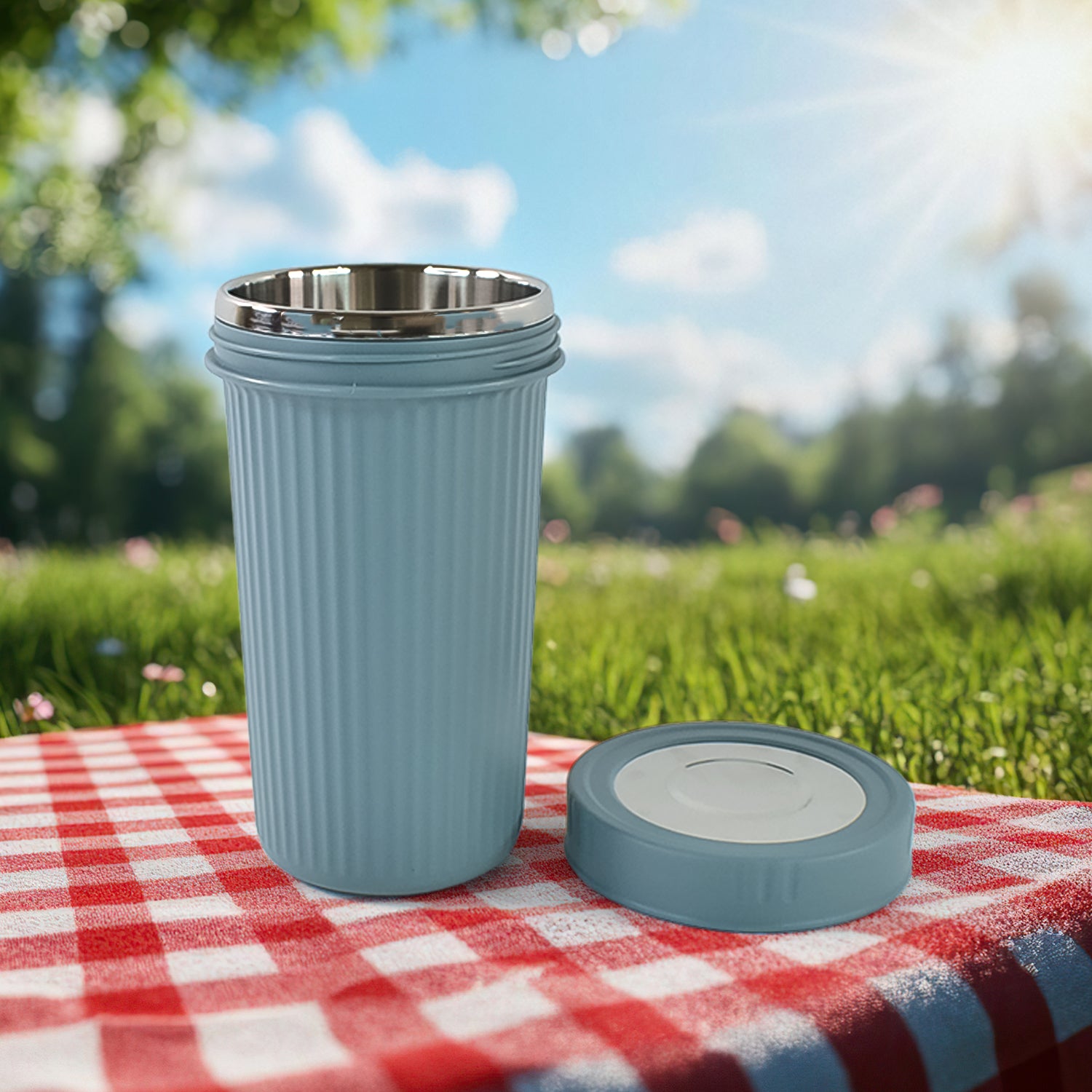 Apex Double Wall Inner Steel Travel Glass (500ml) Approx (1 Pc  Mix Color) - Zidbik