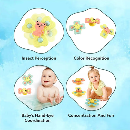 Buzzy Baby Spinner Toy Set Suction Cup Spinning Toys (3 Pc Set) - Zidbik