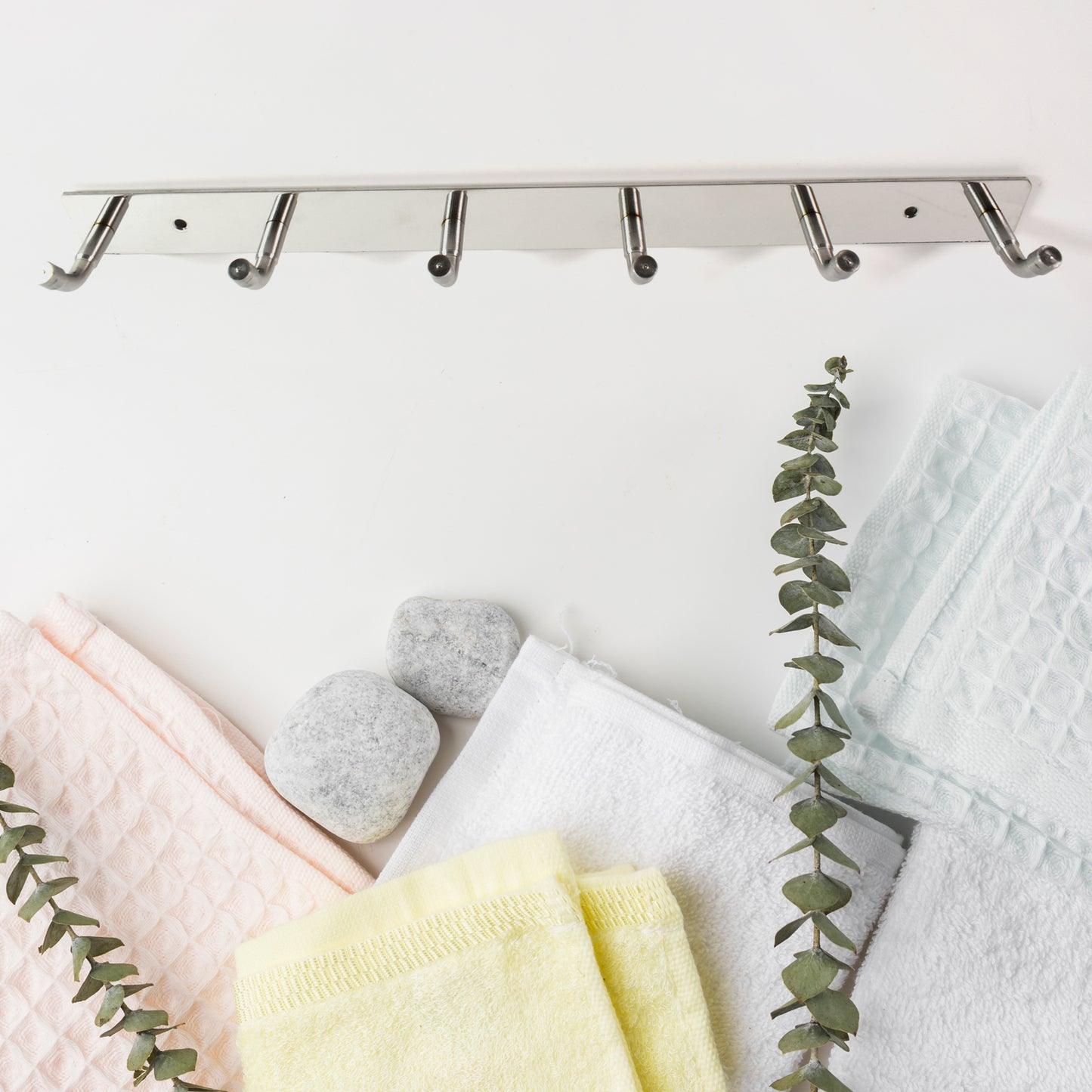 Stainless Steel Wall Mounted Coat 6 Hook Rack (32x3  1pc) - Zidbik