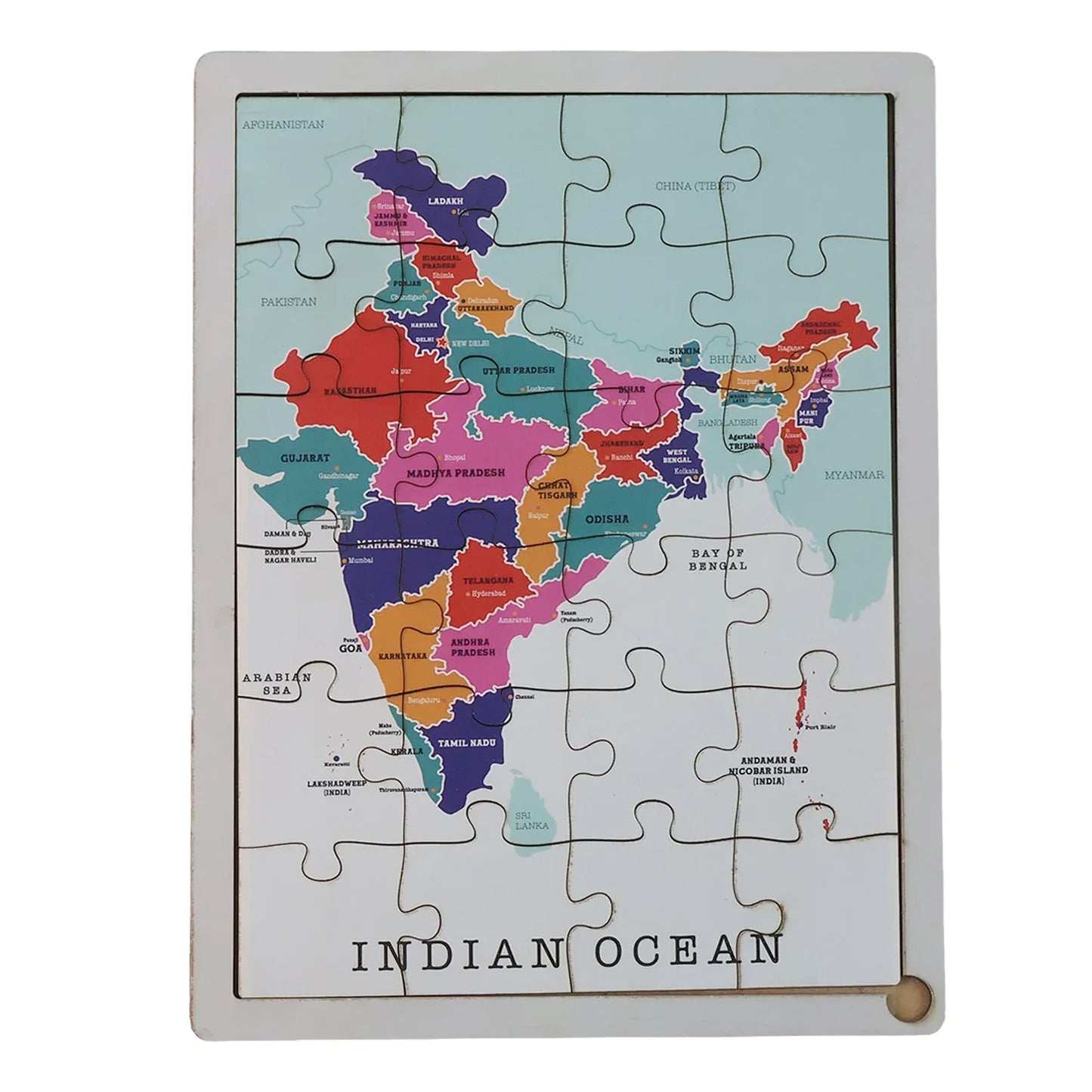 Wooden India Map Puzzle - (1 Set) - Zidbik