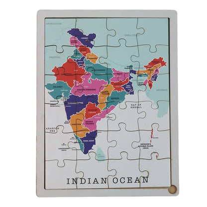Wooden India Map Puzzle - (1 Set) - Zidbik