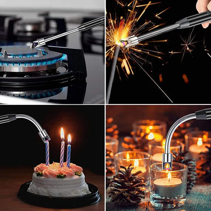 Lighter Long Flexible Electric Arc Usb Rechargeable Windproof Flameless Electronic Smoking Plasma Lighters - Zidbik