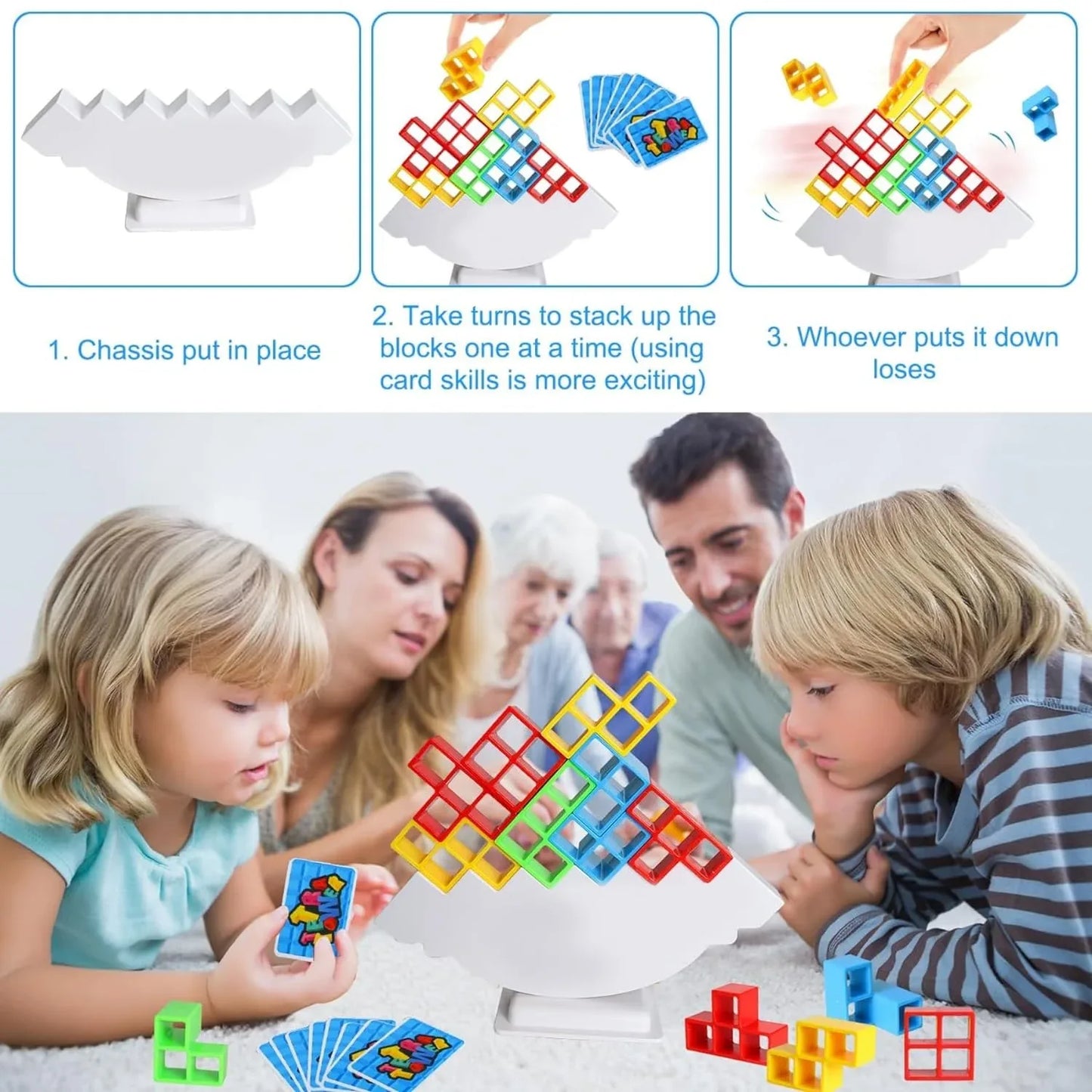 17750 3d Tower Game Tower Balance Game Tower Stacking Game Adult Kid Tower Stacking Blocks Balance Game Blocks Building Toys For Kids Age 3+ Years (16 Pcs Set) - Zidbik
